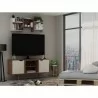 Manhattan Comfort Hampton 53.54 TV Stand with 4 Shelves and Solid Wood Legs in Off White and Maple Cream - Manhattan Comfort Hampton 53.54 TV Stand with 4 Shelves and Solid Wood Legs in Off White and Maple Cream