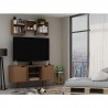 Manhattan Comfort Hampton 53.54 TV Stand with 4 Shelves and Solid Wood Legs in Maple Cream