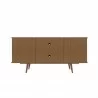 Manhattan Comfort Hampton 53.54 TV Stand with 4 Shelves and Solid Wood Legs in Maple Cream Back - Manhattan Comfort Hampton 53.54 TV Stand with 4 Shelves and Solid Wood Legs in Maple Cream Back