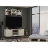 Manhattan Comfort Hampton 53.54 TV Stand with 4 Shelves and Solid Wood Legs in Off White