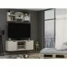 Manhattan Comfort Hampton 53.54 TV Stand with 4 Shelves and Solid Wood Legs in Off White - Manhattan Comfort Hampton 53.54 TV Stand with 4 Shelves and Solid Wood Legs in Off White