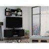 Manhattan Comfort Hampton 53.54 TV Stand with 4 Shelves and Solid Wood Legs in Black