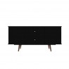 Manhattan Comfort Hampton 53.54 TV Stand with 4 Shelves and Solid Wood Legs in Black Back