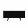 Manhattan Comfort Hampton 53.54 TV Stand with 4 Shelves and Solid Wood Legs in Black Back - Manhattan Comfort Hampton 53.54 TV Stand with 4 Shelves and Solid Wood Legs in Black Back