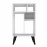 Manhattan Comfort Warren Low Bookcase 3.0 with 5 Shelves in White with Black Feet Front - Manhattan Comfort Warren Low Bookcase 3.0 with 5 Shelves in White with Black Feet Front