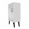 Manhattan Comfort Warren Low Bookcase 3.0 with 5 Shelves in White with Black Feet Side