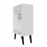 Manhattan Comfort Warren Low Bookcase 3.0 with 5 Shelves in White with Black Feet Side - Manhattan Comfort Warren Low Bookcase 3.0 with 5 Shelves in White with Black Feet Side