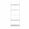 Manhattan Comfort Cooper 5-Shelf Floating Ladder Bookcase in White Front - Manhattan Comfort Cooper 5-Shelf Floating Ladder Bookcase in White Front