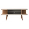 Utopia 53.14" TV Stand with Splayed Wooden Legs and 4 Shelves in Off White and Maple Cream - Front - Off White and Maple Cream 