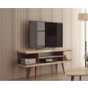 Utopia 53.14" TV Stand with Splayed Wooden Legs and 4 Shelves in Off White and Maple Cream