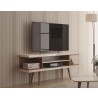 Manhattan Comfort  Utopia 53.14" TV Stand with Splayed Wooden Legs and 4 Shelves in White Gloss  and Maple Cream 