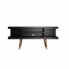Manhattan Comfort Utopia 53.14" TV Stand with Splayed Wooden Legs and 4 Shelves in Black Front