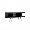 Manhattan Comfort Utopia 53.14" TV Stand with Splayed Wooden Legs and 4 Shelves in Black Front Angle
