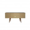 Manhattan Comfort Utopia 53.14" TV Stand with Splayed Wooden Legs and 4 Shelves in White Back