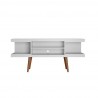 Manhattan Comfort Utopia 53.14" TV Stand with Splayed Wooden Legs and 4 Shelves in White Front