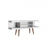 Manhattan Comfort Utopia 53.14" TV Stand with Splayed Wooden Legs and 4 Shelves in White Front Angle