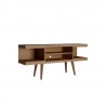 Manhattan Comfort Utopia 53.14" TV Stand with Splayed Wooden Legs and 4 Shelves in Maple Cream Side Angle