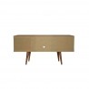 Manhattan Comfort Utopia 53.14" TV Stand with Splayed Wooden Legs and 4 Shelves in Maple Cream Back