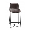 Alpine Furniture Live Edge Leather Pub Chairs in Dark Brown - Front