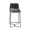 Alpine Furniture Live Edge Leather Pub Chairs in Dark Brown - Front - Alpine Furniture Live Edge Leather Pub Chairs in Dark Brown - Front