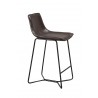 Alpine Furniture Live Edge Leather Pub Chairs in Dark Brown - Side Angled