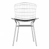 Manhattan Comfort Madeline Metal Chair with Seat Cushion in Silver and Black Front - Manhattan Comfort Madeline Metal Chair with Seat Cushion in Silver and Black Front