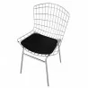 Manhattan Comfort Madeline Metal Chair with Seat Cushion in Silver and Black Top - Manhattan Comfort Madeline Metal Chair with Seat Cushion in Silver and Black Top