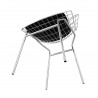 Manhattan Comfort Madeline Metal Chair with Seat Cushion in Silver and Black Bottom