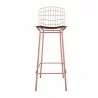 Manhattan Comfort Madeline 41.73" Barstool with Seat Cushion in Rose Pink Gold and Black Front - Manhattan Comfort Madeline 41.73" Barstool with Seat Cushion in Rose Pink Gold and Black Front