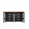 Manhattan Comfort 3-Piece Fortress Mobile Space-Saving Steel Garage Cabinet and Worktable 6.0 in Charcoal Grey Front