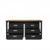 Manhattan Comfort 3-Piece Fortress Mobile Space-Saving Steel Garage Cabinet and Worktable 6.0 in Charcoal Grey Open