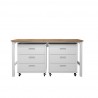 Manhattan Comfort 3-Piece Fortress Mobile Space-Saving Steel Garage Cabinet and Worktable 6.0 in White Front