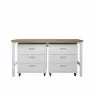 Manhattan Comfort 3-Piece Fortress Mobile Space-Saving Steel Garage Cabinet and Worktable 6.0 in White Front - Manhattan Comfort 3-Piece Fortress Mobile Space-Saving Steel Garage Cabinet and Worktable 6.0 in White Front