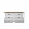 Manhattan Comfort 3-Piece Fortress Mobile Space-Saving Steel Garage Cabinet and Worktable 6.0 in White Open - Manhattan Comfort 3-Piece Fortress Mobile Space-Saving Steel Garage Cabinet and Worktable 6.0 in White Open