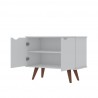 Manhattan Comfort Hampton 33.07 Accent Cabinet with 2 Shelves Solid Wood Legs in White Open