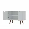 Manhattan Comfort Hampton 33.07 Accent Cabinet with 2 Shelves Solid Wood Legs in White Open - Manhattan Comfort Hampton 33.07 Accent Cabinet with 2 Shelves Solid Wood Legs in White Open