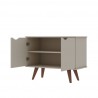 Manhattan Comfort Hampton 33.07 Accent Cabinet with 2 Shelves Solid Wood Legs in Off White Open