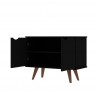 Manhattan Comfort Hampton 33.07 Accent Cabinet with 2 Shelves Solid Wood Legs in Black Open