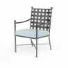 Provence Dining Chair in Canvas Skyline w/ Self Welt - Front Side Angle - Provence Dining Chair in Canvas Skyline w/ Self Welt - Front Side Angle