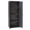 Manhattan Comfort Fortress Textured Metal 75.4" Garage Cabinet with 4 Adjustable Shelves in Charcoal Grey Open