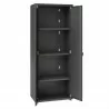 Manhattan Comfort Fortress Textured Metal 75.4" Garage Cabinet with 4 Adjustable Shelves in Charcoal Grey Open - Manhattan Comfort Fortress Textured Metal 75.4" Garage Cabinet with 4 Adjustable Shelves in Charcoal Grey Open