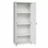 Manhattan Comfort Fortress Textured Metal 75.4" Garage Cabinet with 4 Adjustable Shelves in White Open - Manhattan Comfort Fortress Textured Metal 75.4" Garage Cabinet with 4 Adjustable Shelves in White Open