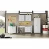 Manhattan Comfort Fortress Textured Metal 75.4" Garage Cabinet with 4 Adjustable Shelves in White Set - Manhattan Comfort Fortress Textured Metal 75.4" Garage Cabinet with 4 Adjustable Shelves in White Set