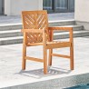 Vifah Olina Honey Fish Bone Eucalyptus Wooden Outdoor Dining Armchair, Side Angle