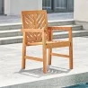 Vifah Olina Honey Fish Bone Eucalyptus Wooden Outdoor Dining Armchair, Side Angle - Vifah Olina Honey Fish Bone Eucalyptus Wooden Outdoor Dining Armchair, Side Angle