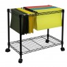 Oceanstar Portable 1-Tier Metal Rolling File Cart (Black) - Lifestyle with items Hanged