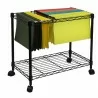 Oceanstar Portable 1-Tier Metal Rolling File Cart (Black) - Lifestyle with items Hanged - Oceanstar Portable 1-Tier Metal Rolling File Cart (Black) - Lifestyle with items Hanged