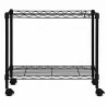 Oceanstar Portable 1-Tier Metal Rolling File Cart (Black) - Long Side Angle - Oceanstar Portable 1-Tier Metal Rolling File Cart (Black) - Long Side Angle