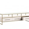 Sunpan Venice Media Console and Cabinet - Oyster Shagreen - Front Side Opened Angle