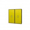 Manhattan Comfort Eiffel Storage Cabinet in Matte Black and Yellow (Set of 2)